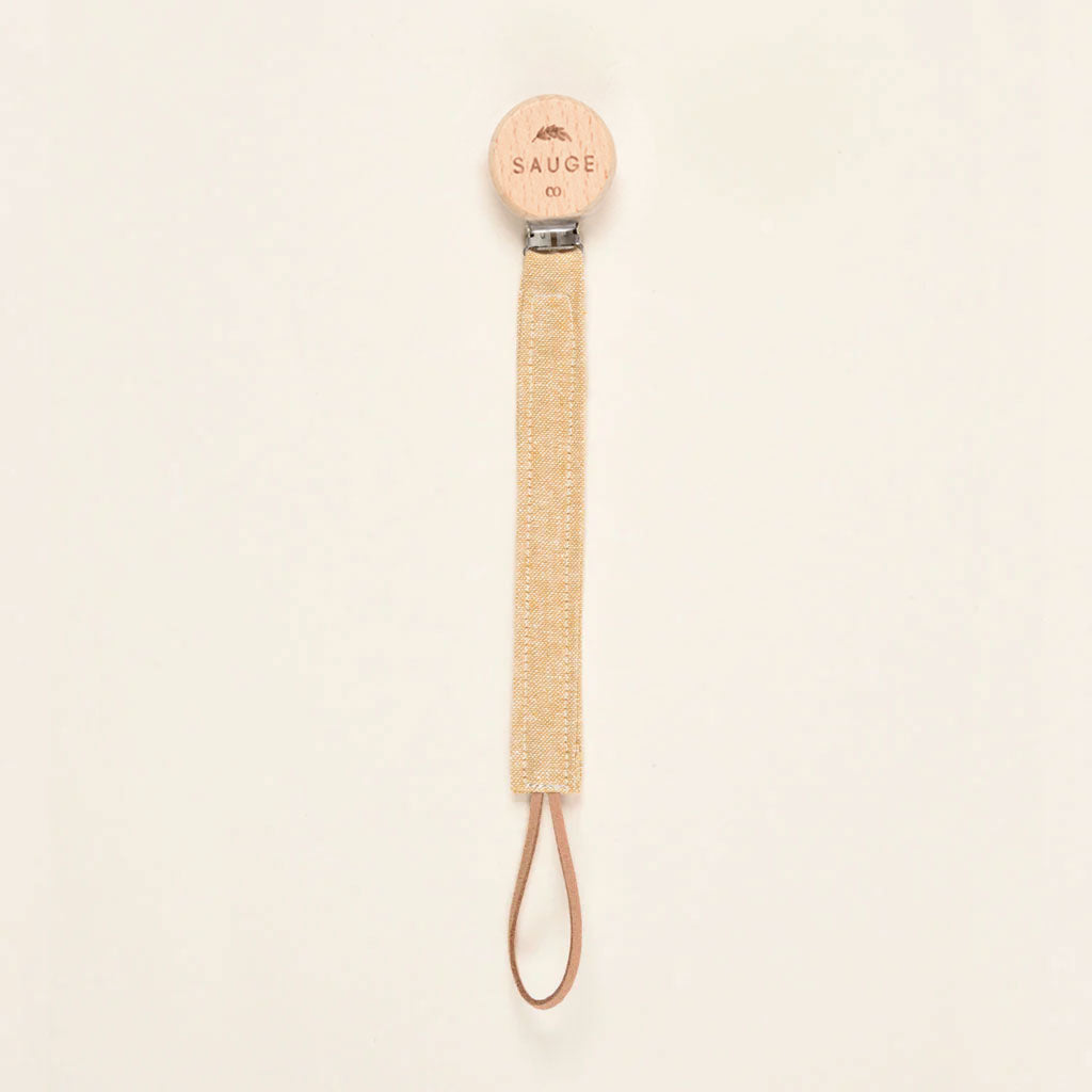 Pacifier clip | Linen - Cotton - Wood