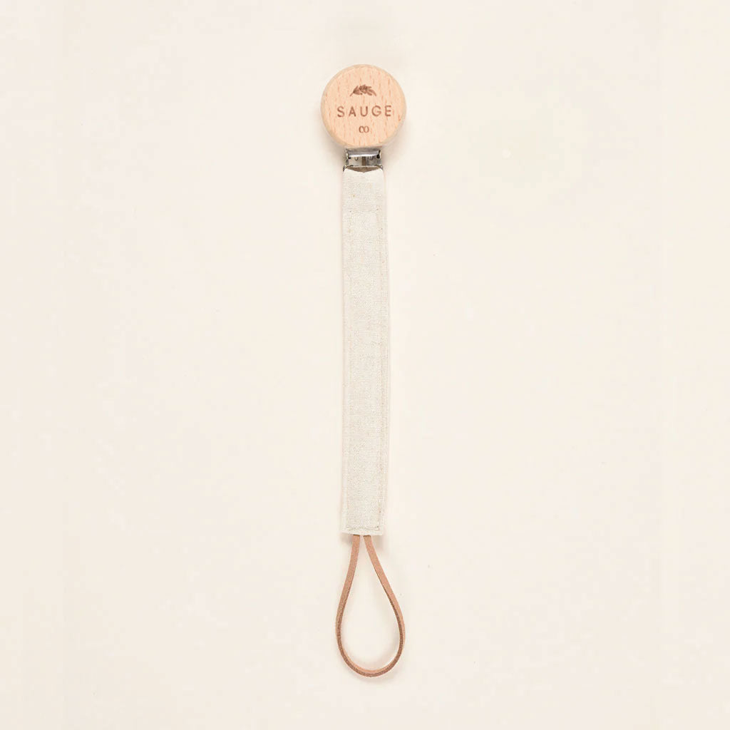 Pacifier clip | Linen - Cotton - Wood