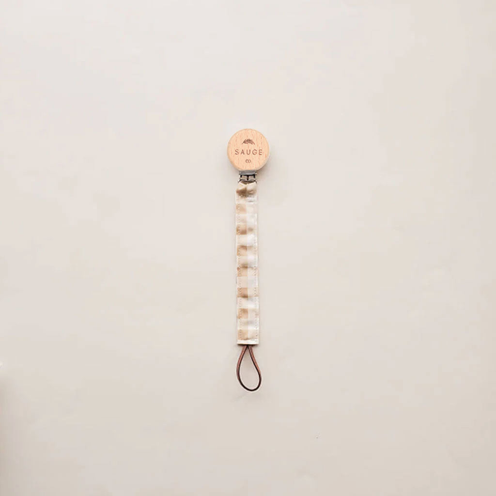 Pacifier clip | Linen - Cotton - Wood